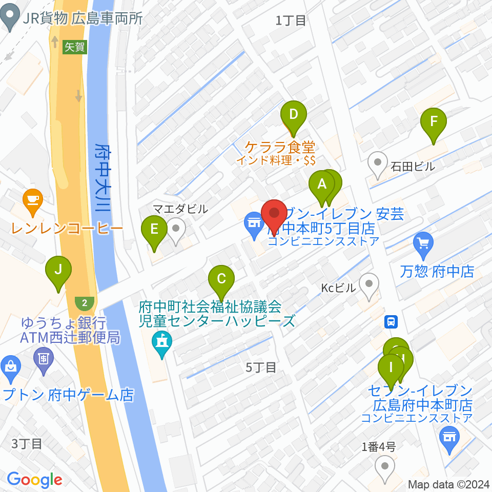 広島ララミュージック周辺のファミレス・ファーストフード一覧地図