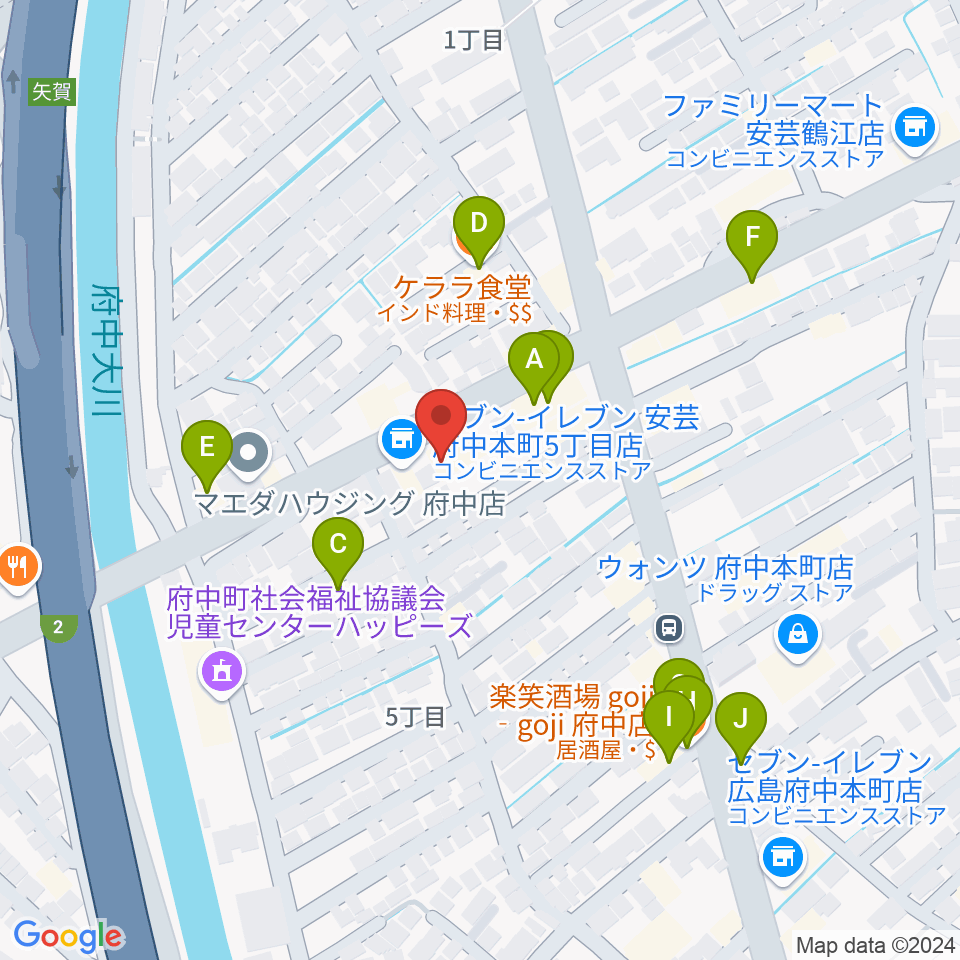 LaLa Musicピアノ教室周辺のファミレス・ファーストフード一覧地図