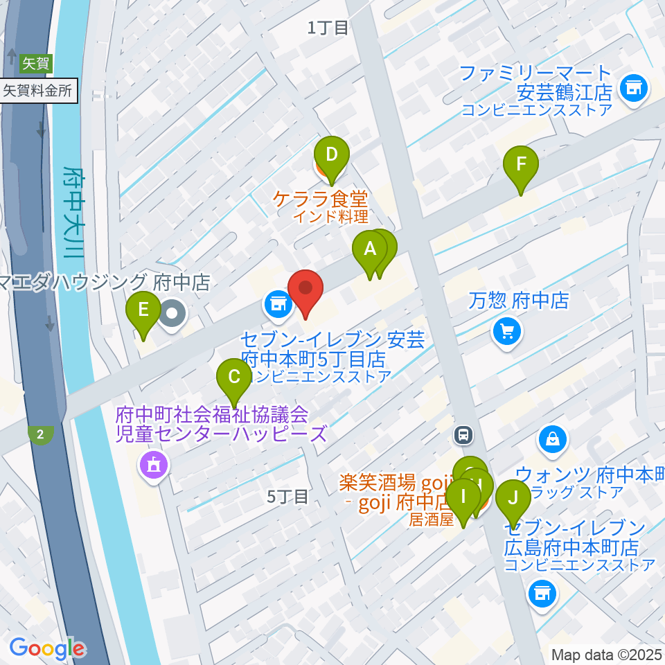 LaLa Musicピアノ教室周辺のファミレス・ファーストフード一覧地図