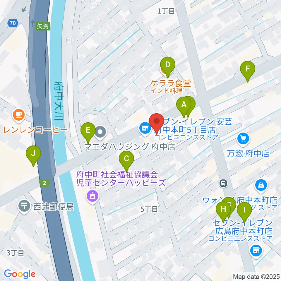 LaLa Musicピアノ教室周辺のファミレス・ファーストフード一覧地図