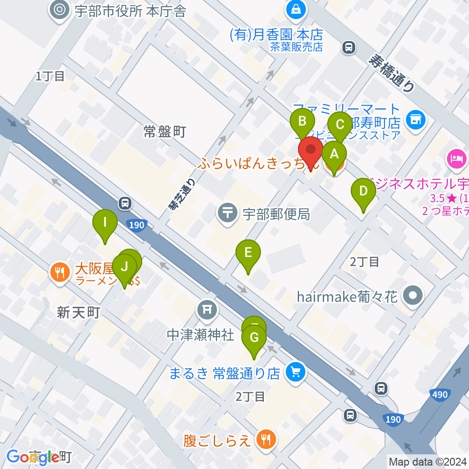 ピアノイン ステラ周辺のファミレス・ファーストフード一覧地図