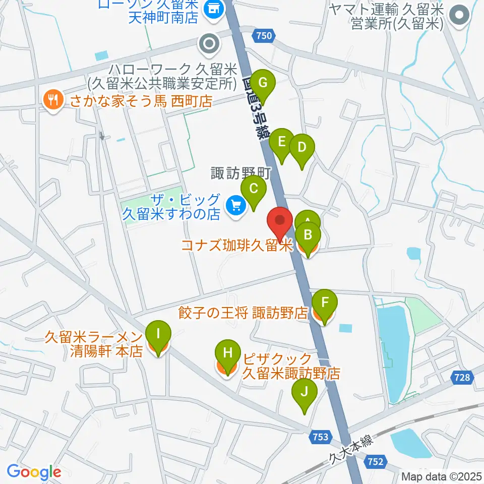 木下楽器店 すわの町本店周辺のファミレス・ファーストフード一覧地図
