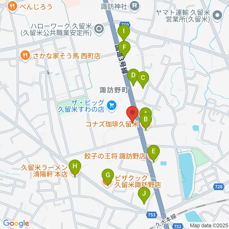 木下楽器店 すわの町本店周辺のファミレス・ファーストフード一覧地図