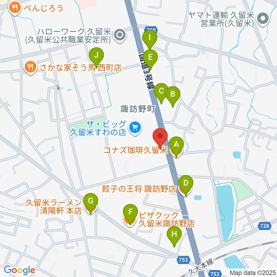 木下楽器店 すわの町本店周辺のファミレス・ファーストフード一覧地図