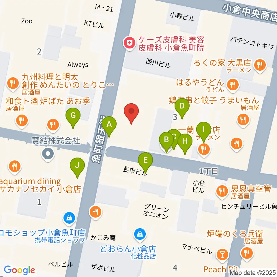 松田楽器店周辺のファミレス・ファーストフード一覧地図