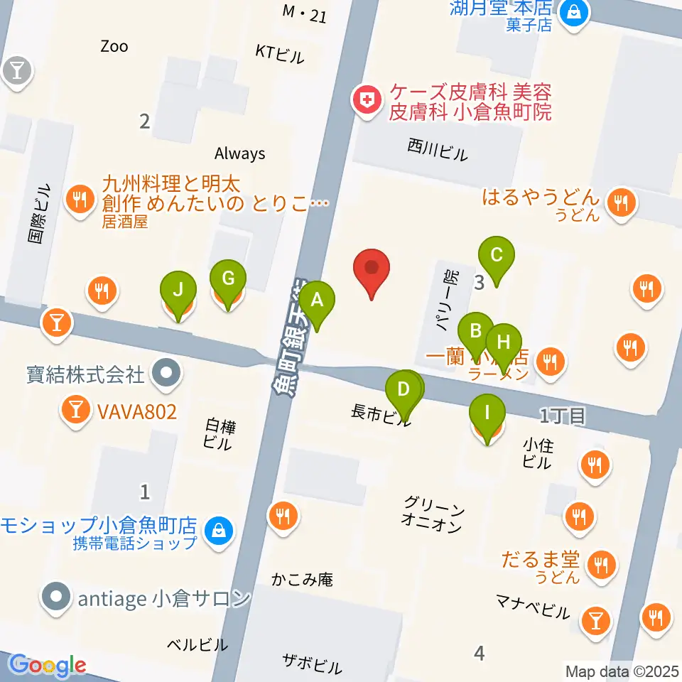 松田楽器店周辺のファミレス・ファーストフード一覧地図