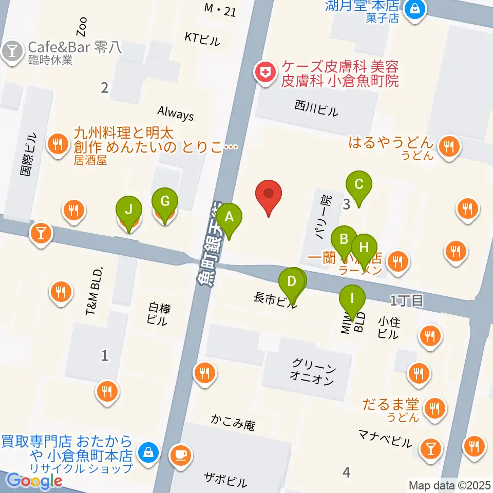 松田楽器店周辺のファミレス・ファーストフード一覧地図