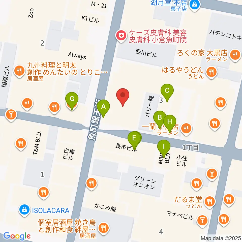 松田楽器店周辺のファミレス・ファーストフード一覧地図