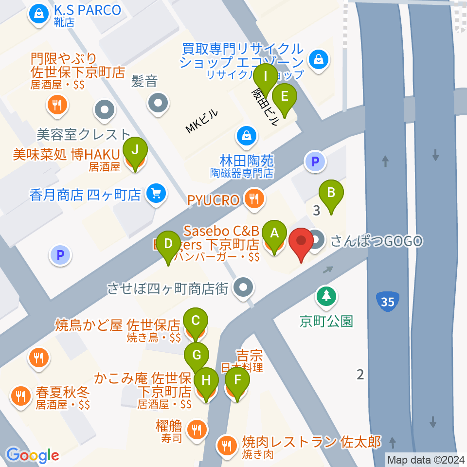 JAZZ SPOT EASEL周辺のファミレス・ファーストフード一覧地図