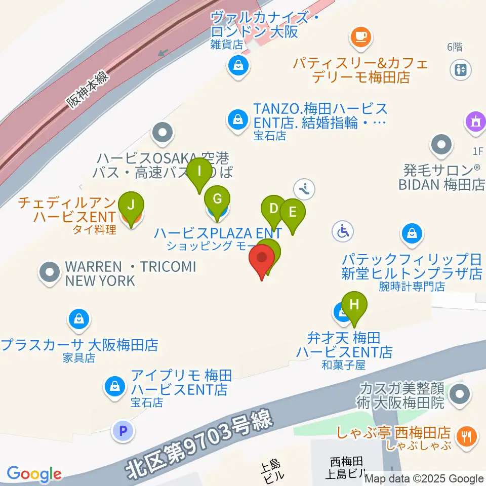 大阪四季劇場周辺のファミレス・ファーストフード一覧地図