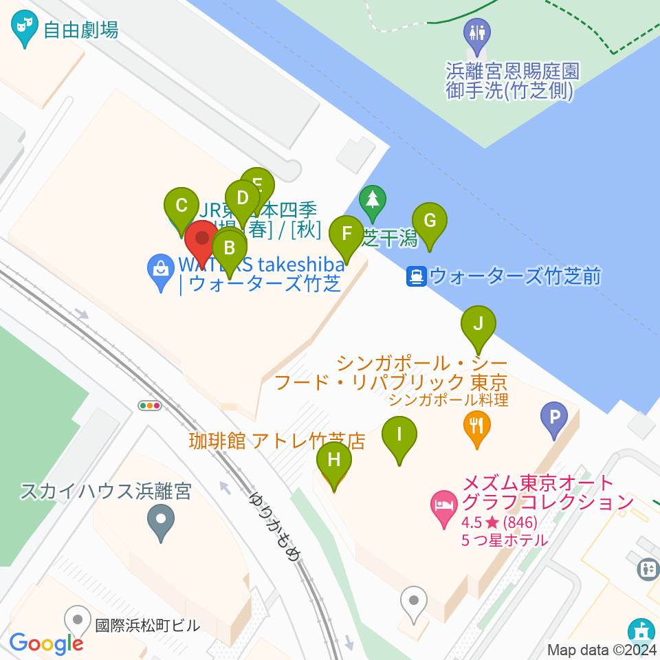 JR東日本四季劇場［春］周辺のファミレス・ファーストフード一覧地図