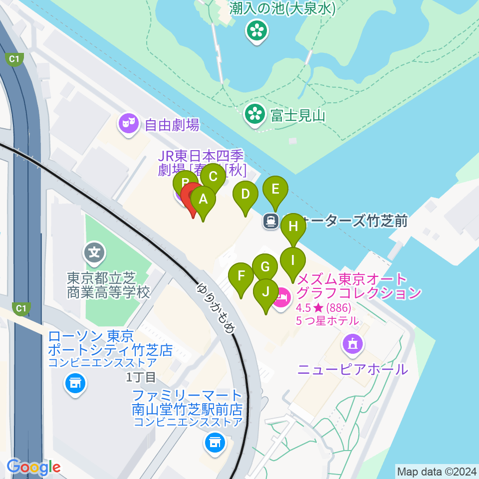 JR東日本四季劇場［春］周辺のファミレス・ファーストフード一覧地図