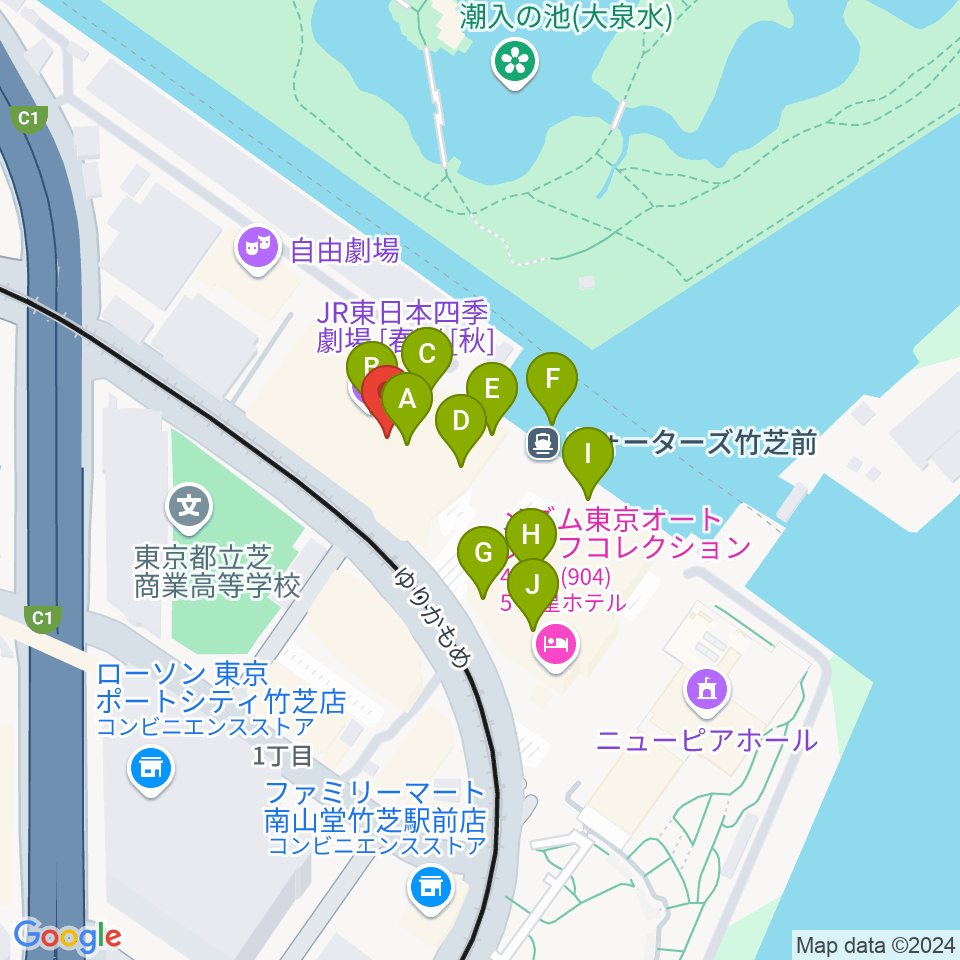 JR東日本四季劇場［春］周辺のファミレス・ファーストフード一覧地図