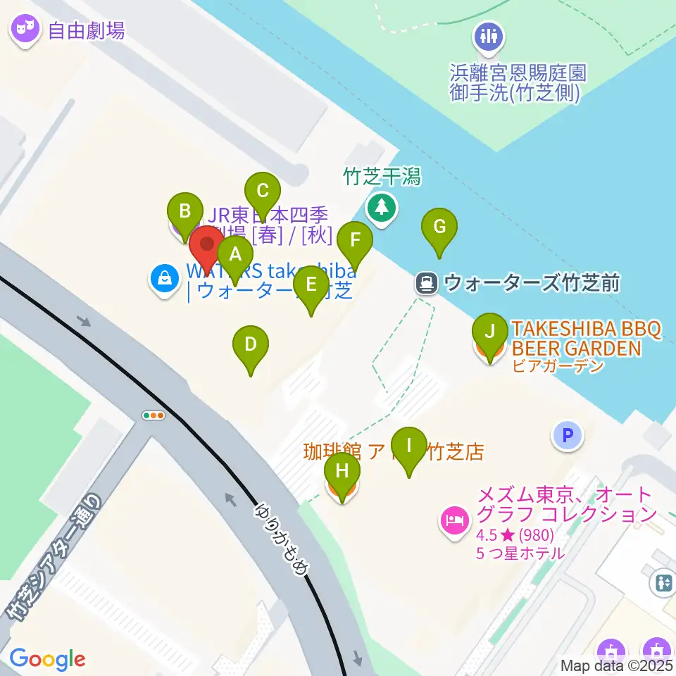 JR東日本四季劇場［春］周辺のファミレス・ファーストフード一覧地図