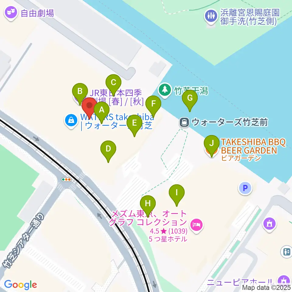 JR東日本四季劇場［春］周辺のファミレス・ファーストフード一覧地図