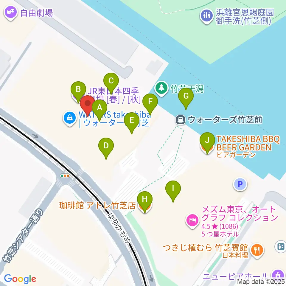 JR東日本四季劇場［春］周辺のファミレス・ファーストフード一覧地図
