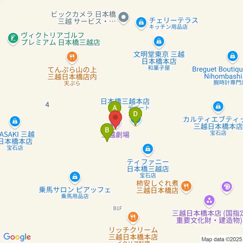三越劇場周辺のファミレス・ファーストフード一覧地図