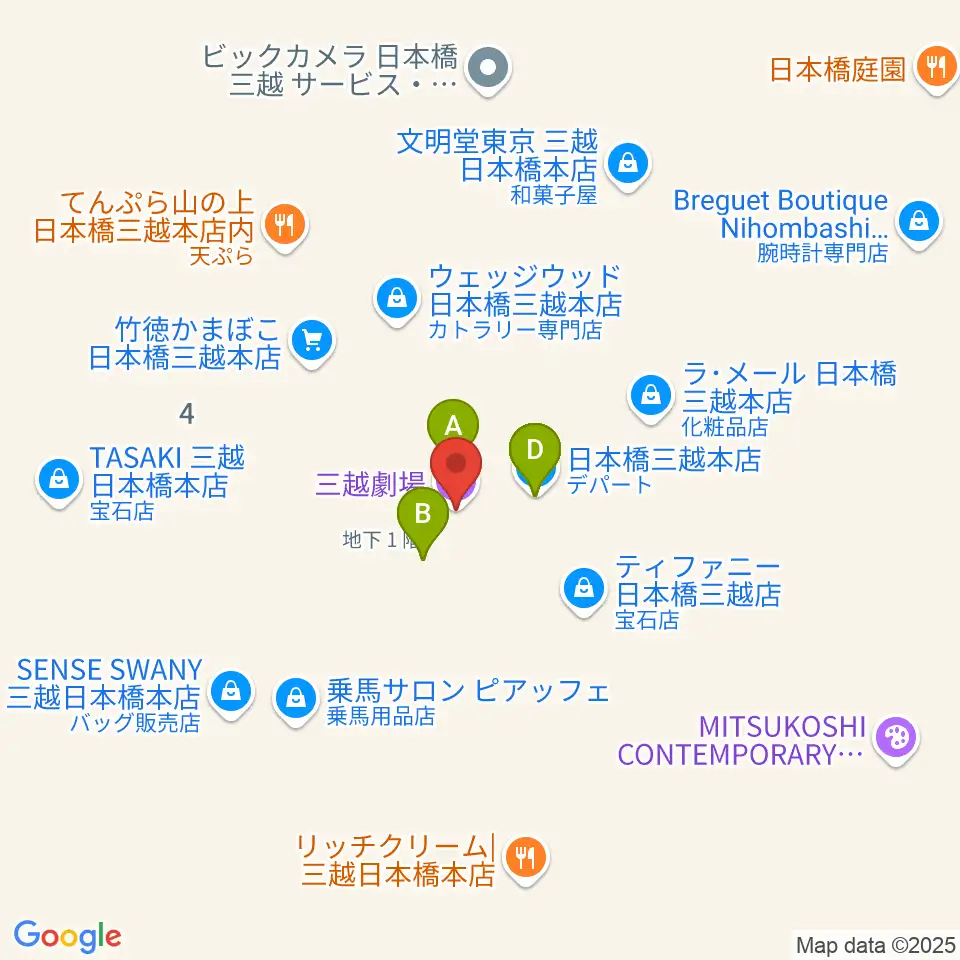 三越劇場周辺のファミレス・ファーストフード一覧地図