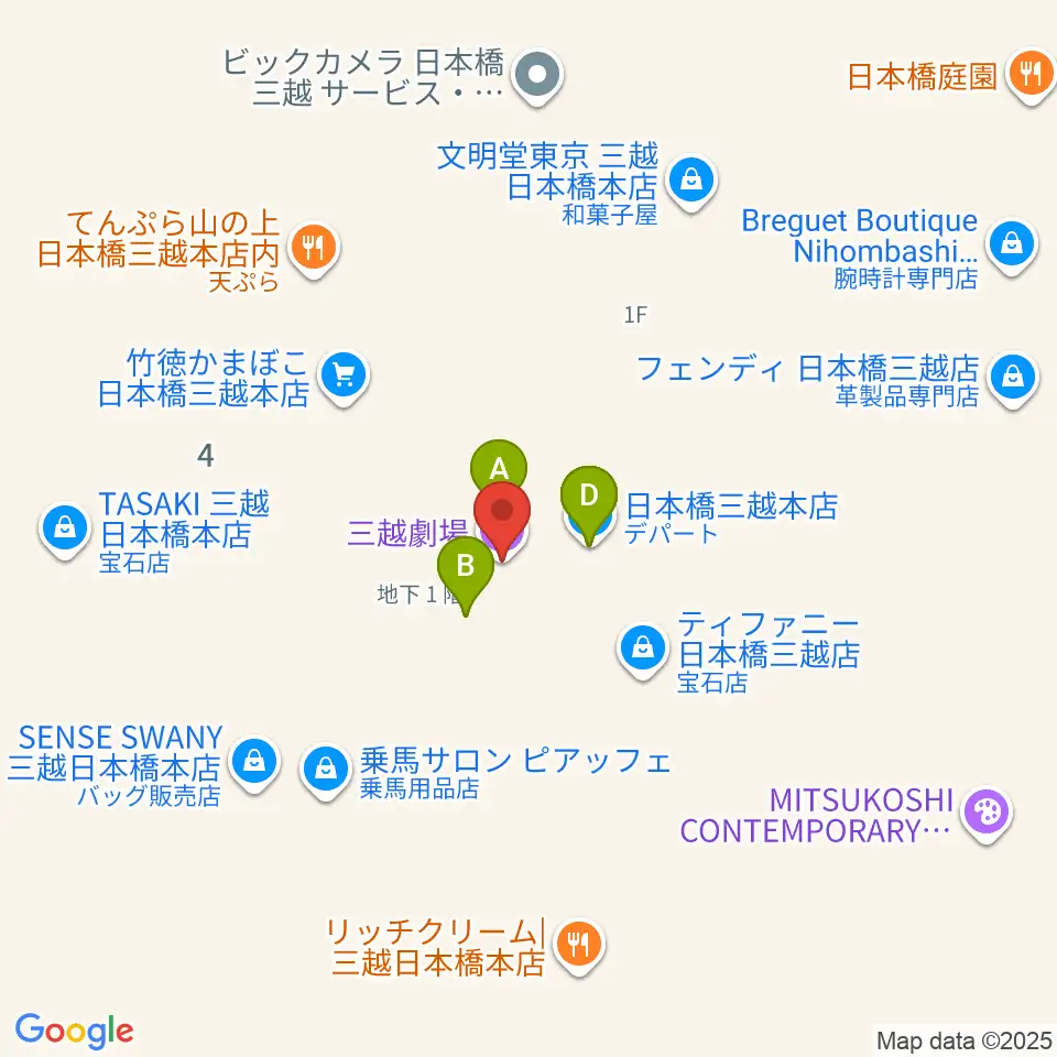 三越劇場周辺のファミレス・ファーストフード一覧地図