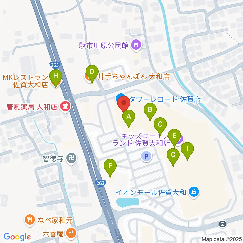 島村楽器 イオンモール佐賀大和店周辺のファミレス・ファーストフード一覧地図