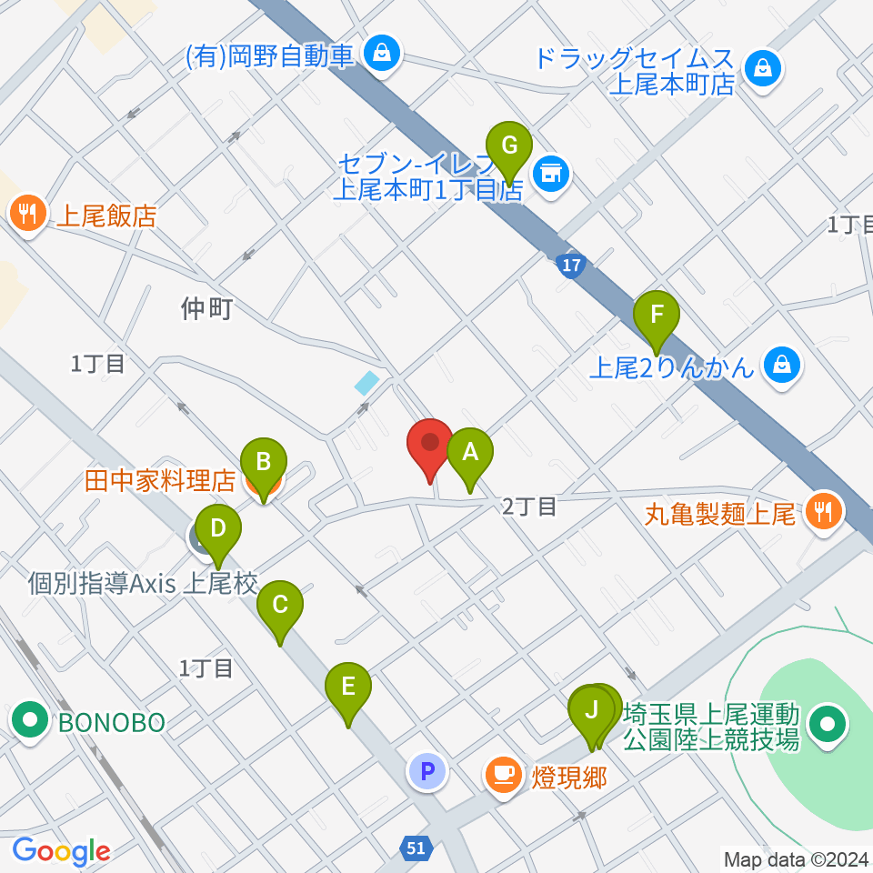 BarBer Fuji周辺のファミレス・ファーストフード一覧地図