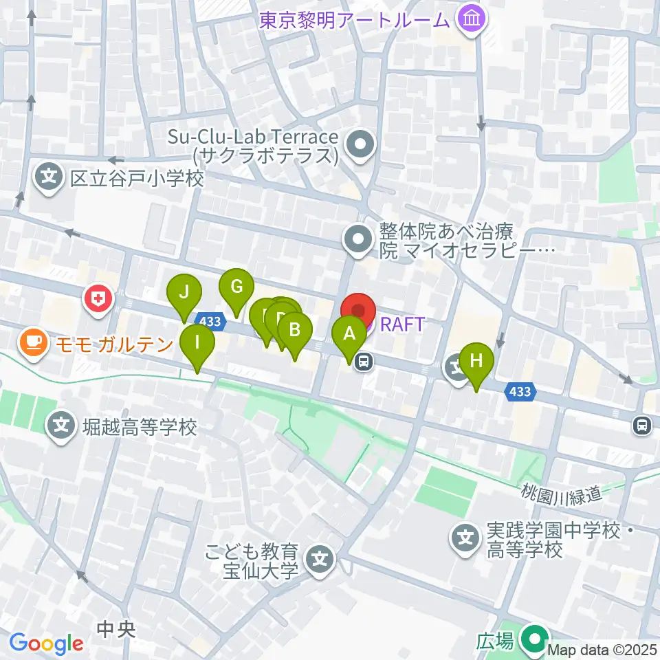 中野坂上RAFT周辺のファミレス・ファーストフード一覧地図