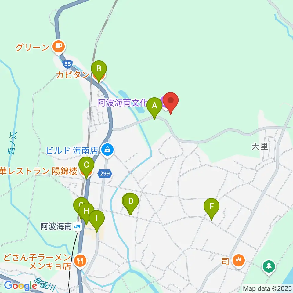 阿波海南文化村周辺のファミレス・ファーストフード一覧地図