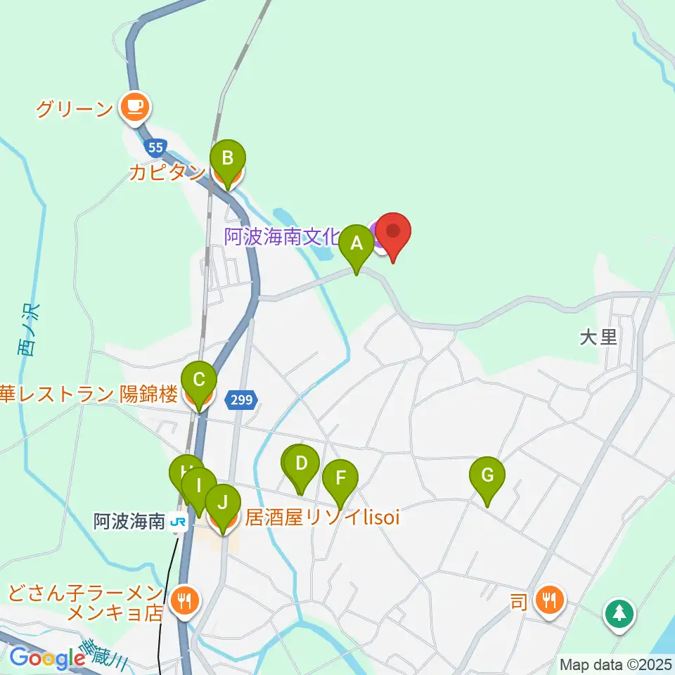 阿波海南文化村周辺のファミレス・ファーストフード一覧地図