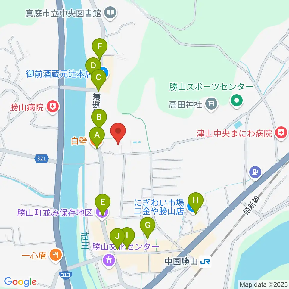 勝山文化往来館ひしお周辺のファミレス・ファーストフード一覧地図