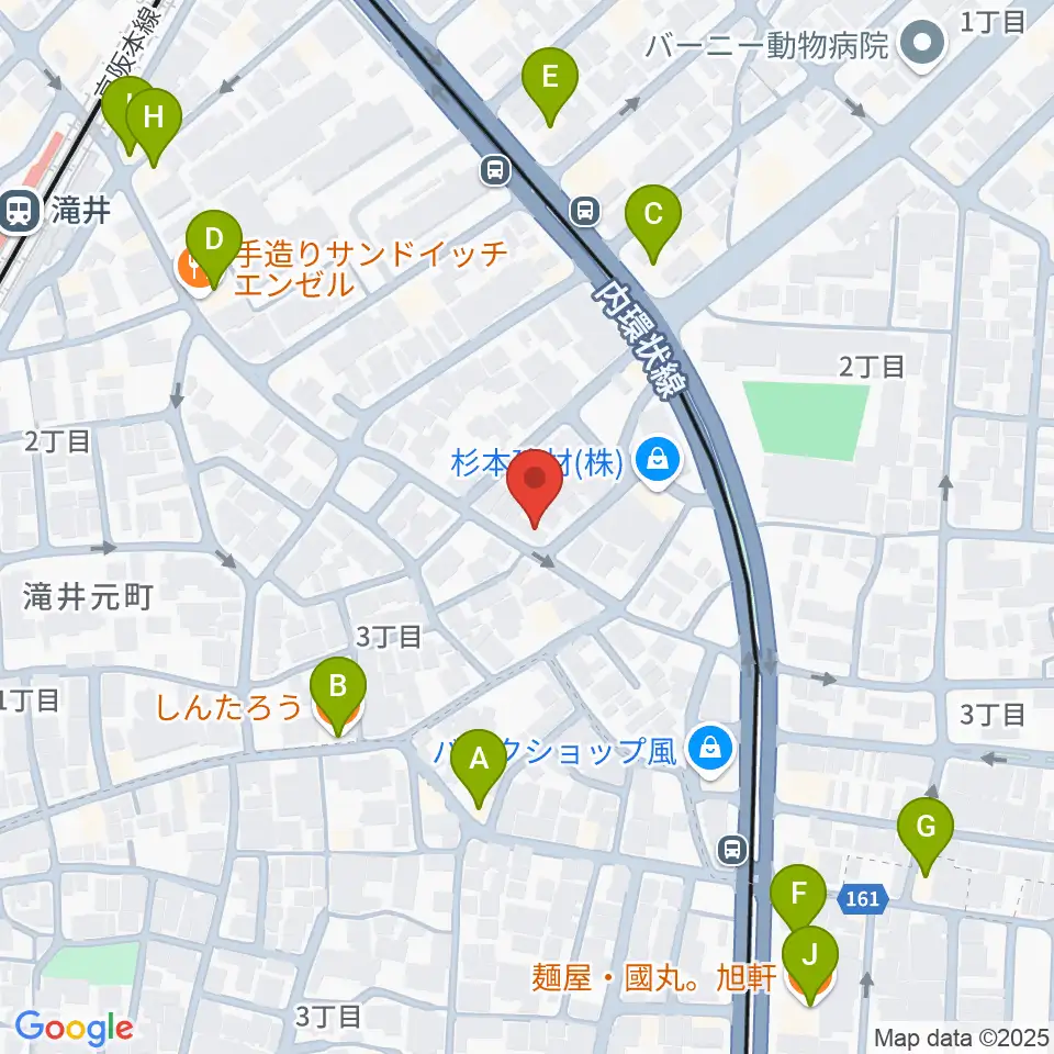井谷ギター教室周辺のファミレス・ファーストフード一覧地図