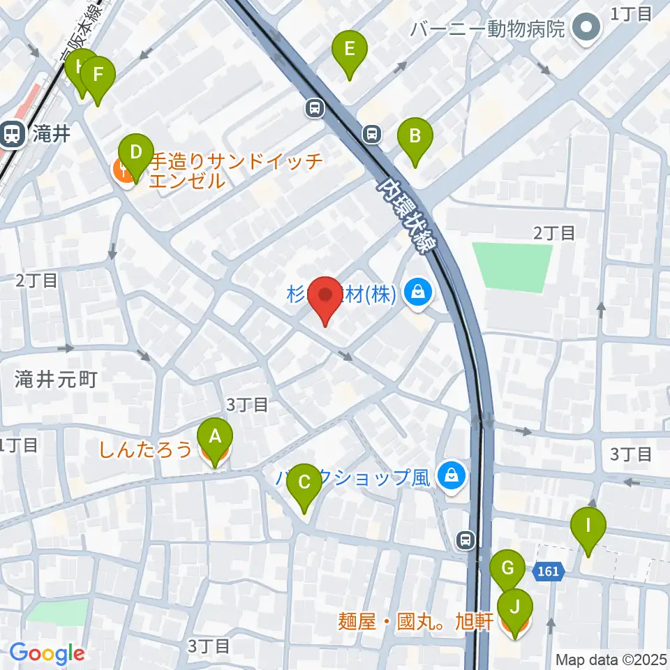 井谷ギター教室周辺のファミレス・ファーストフード一覧地図