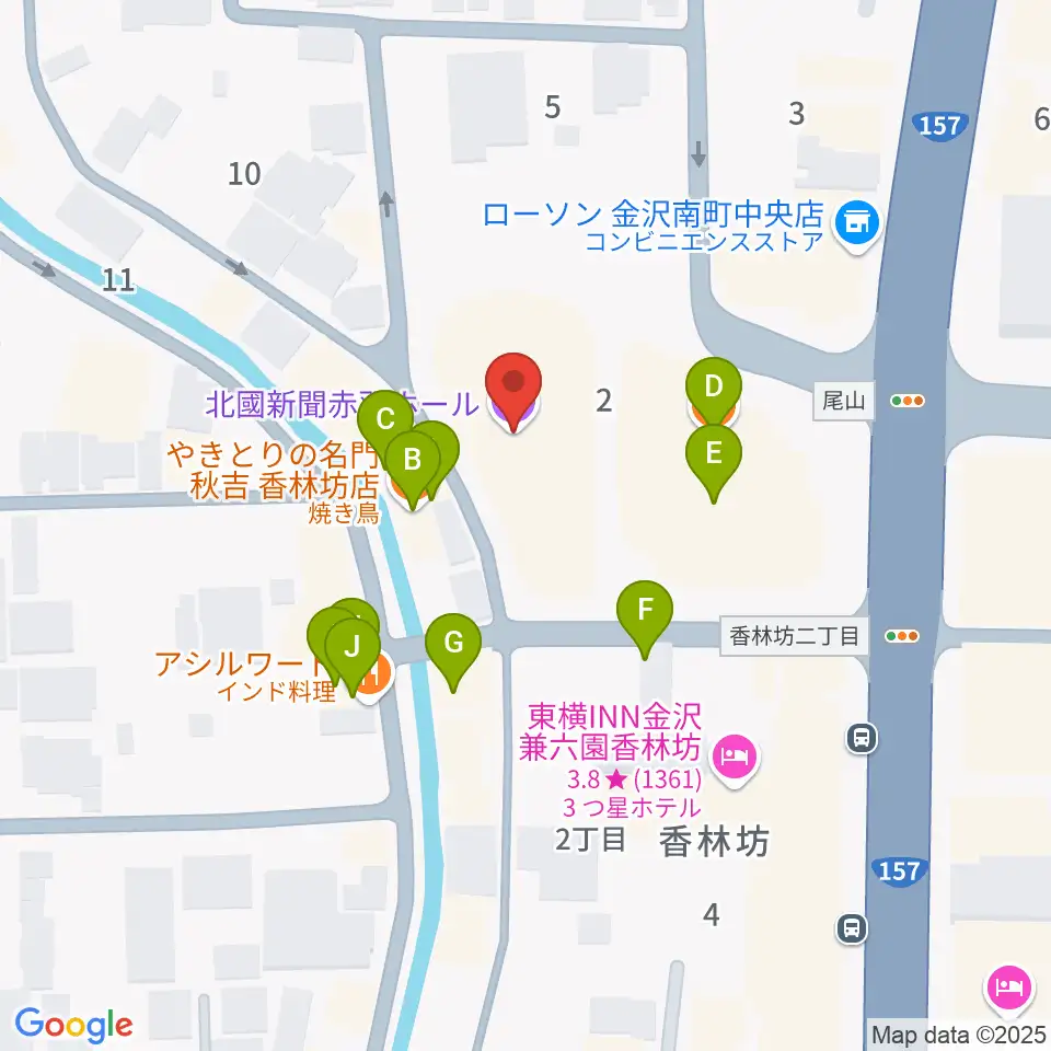 北國新聞赤羽ホール周辺のファミレス・ファーストフード一覧地図