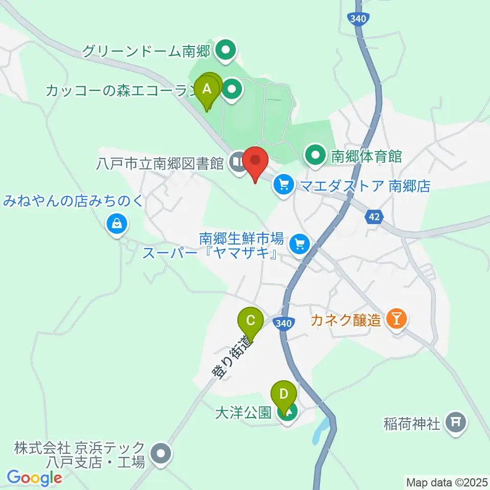 八戸市南郷文化ホール スウィングベリーNANGO周辺のファミレス・ファーストフード一覧地図