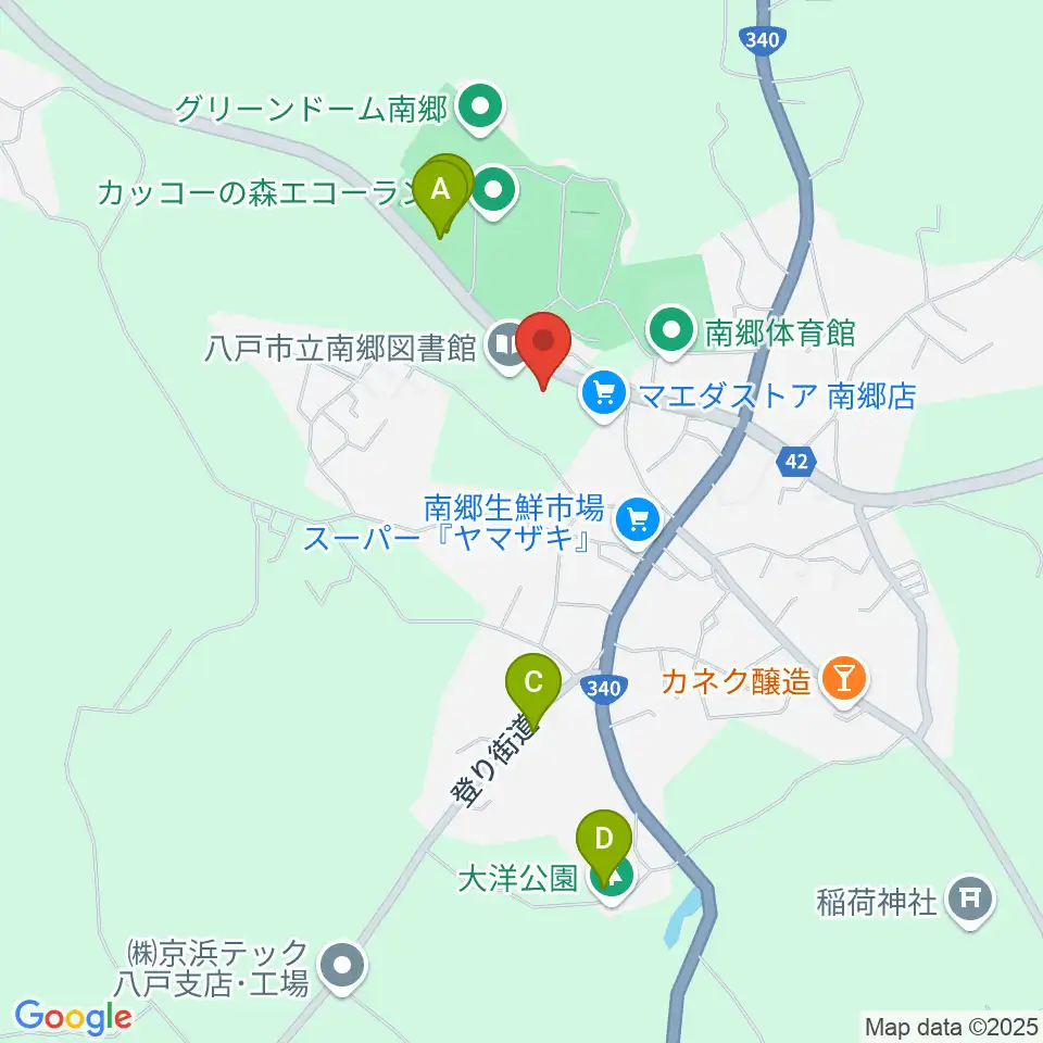 八戸市南郷文化ホール スウィングベリーNANGO周辺のファミレス・ファーストフード一覧地図