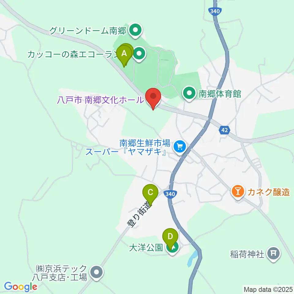 八戸市南郷文化ホール スウィングベリーNANGO周辺のファミレス・ファーストフード一覧地図