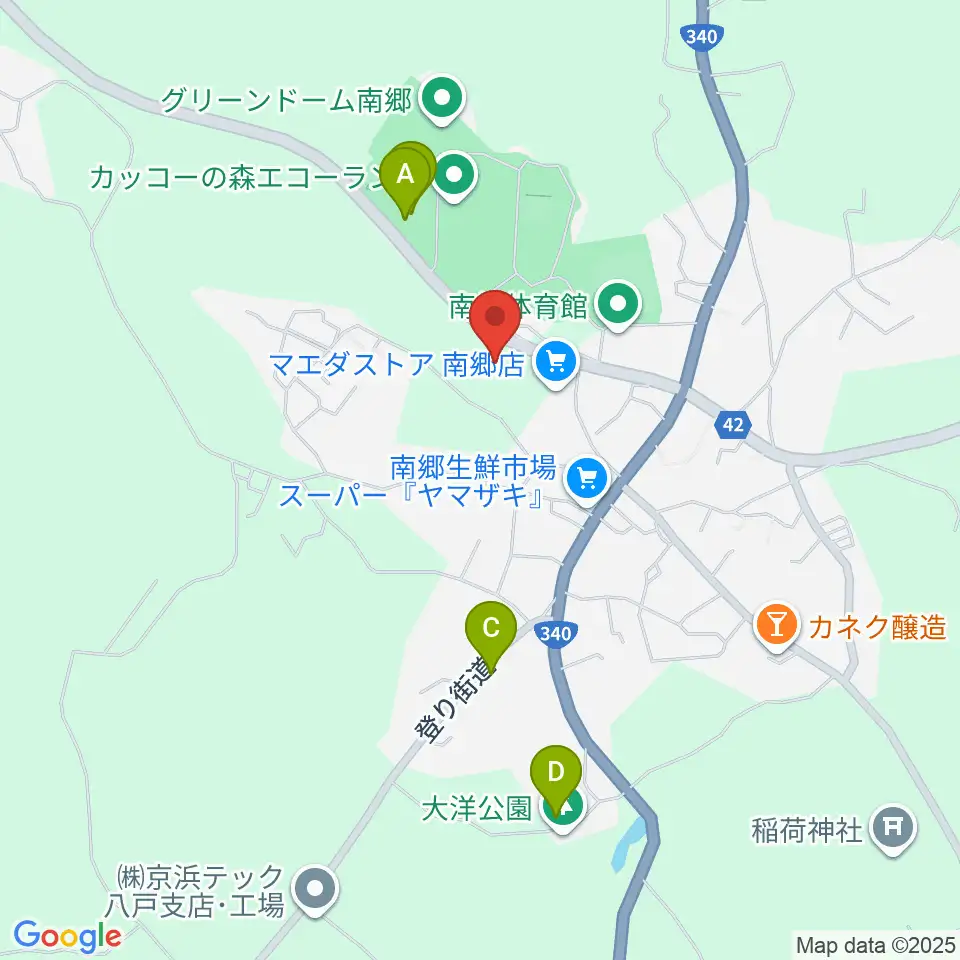 八戸市南郷文化ホール周辺のファミレス・ファーストフード一覧地図