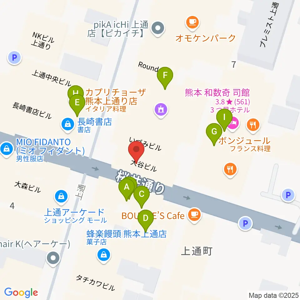 大谷楽器店周辺のファミレス・ファーストフード一覧地図