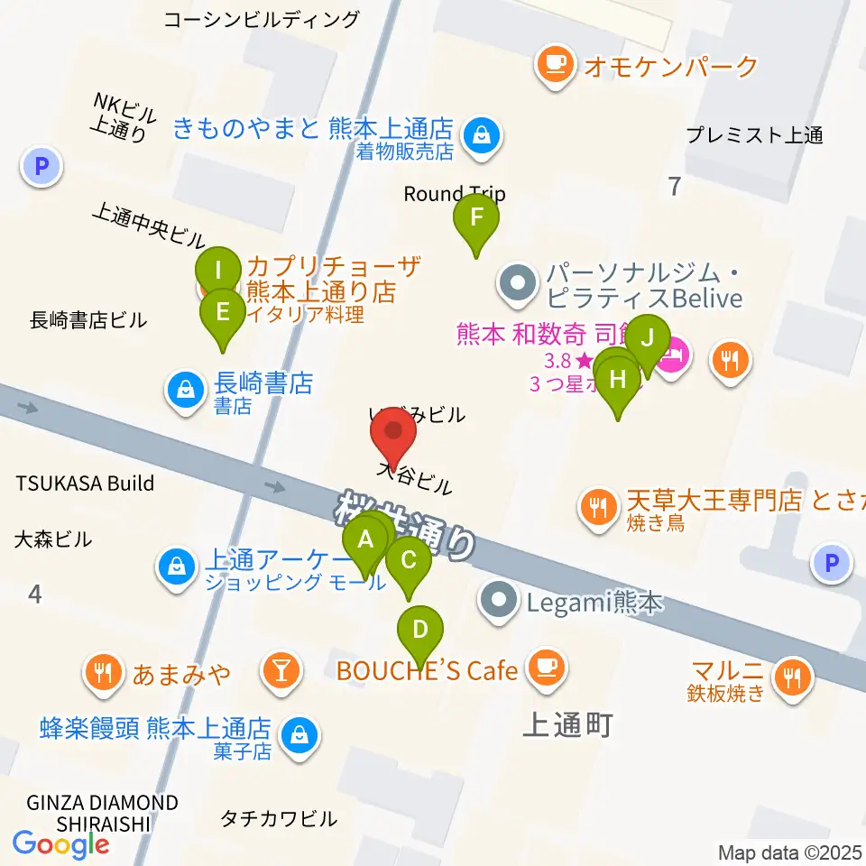 大谷楽器店周辺のファミレス・ファーストフード一覧地図
