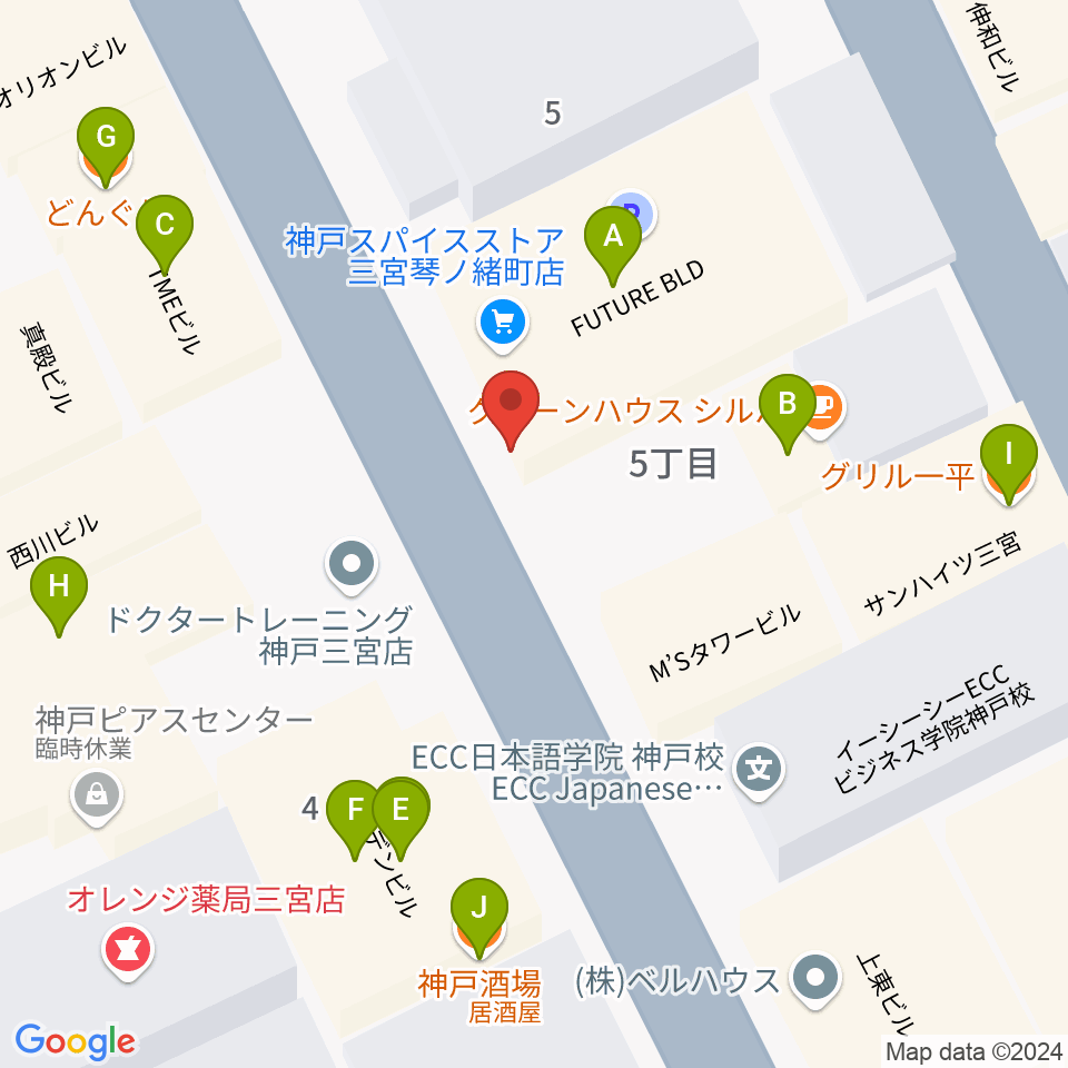 アルマギタースクール周辺のファミレス・ファーストフード一覧地図