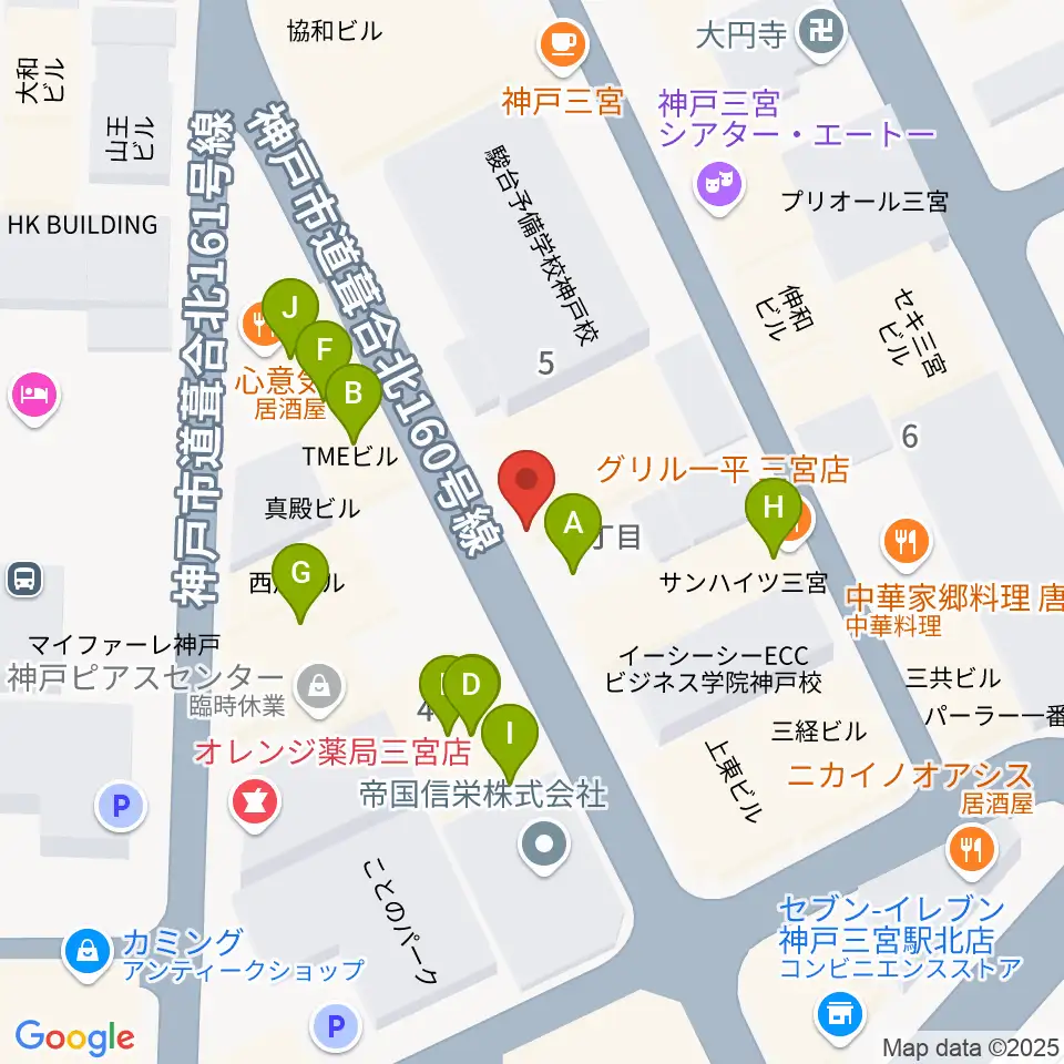 アルマギタースクール周辺のファミレス・ファーストフード一覧地図