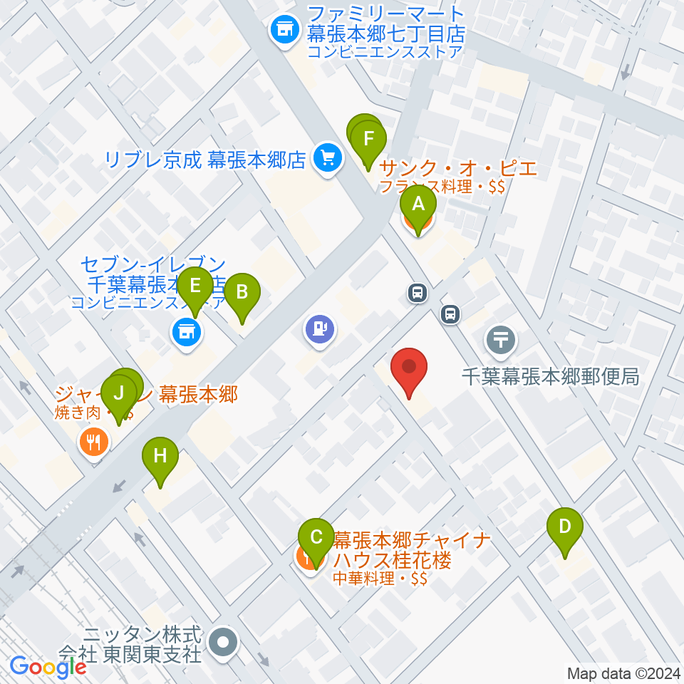 ミュージックスクールジャズン周辺のファミレス・ファーストフード一覧地図