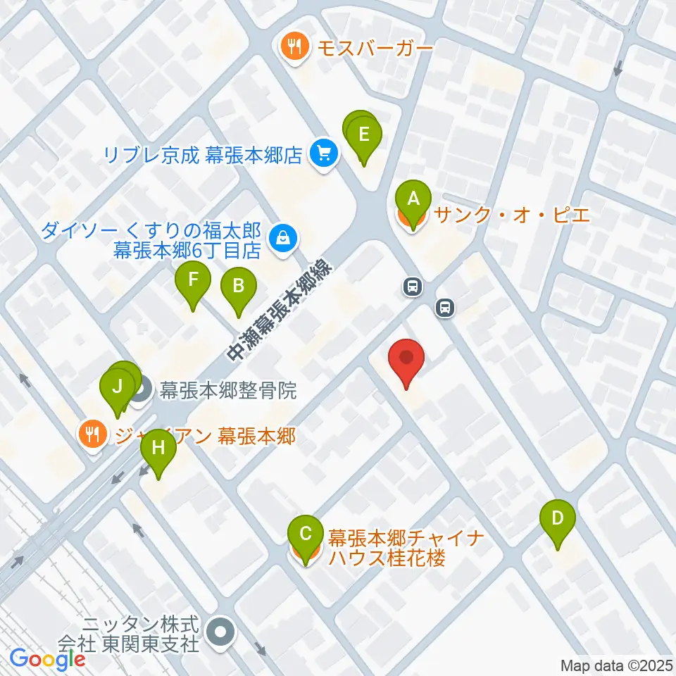 ミュージックスクールジャズン周辺のファミレス・ファーストフード一覧地図