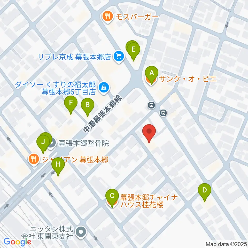 ミュージックスクールジャズン周辺のファミレス・ファーストフード一覧地図