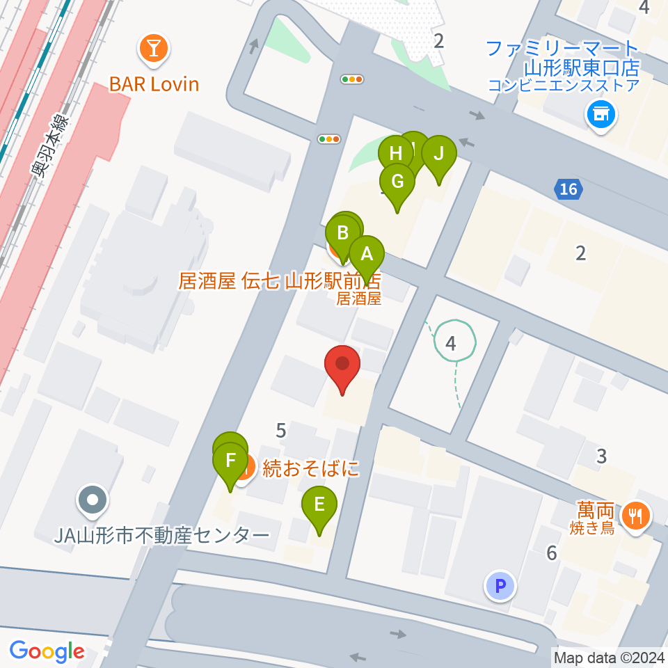 オクテット周辺のファミレス・ファーストフード一覧地図