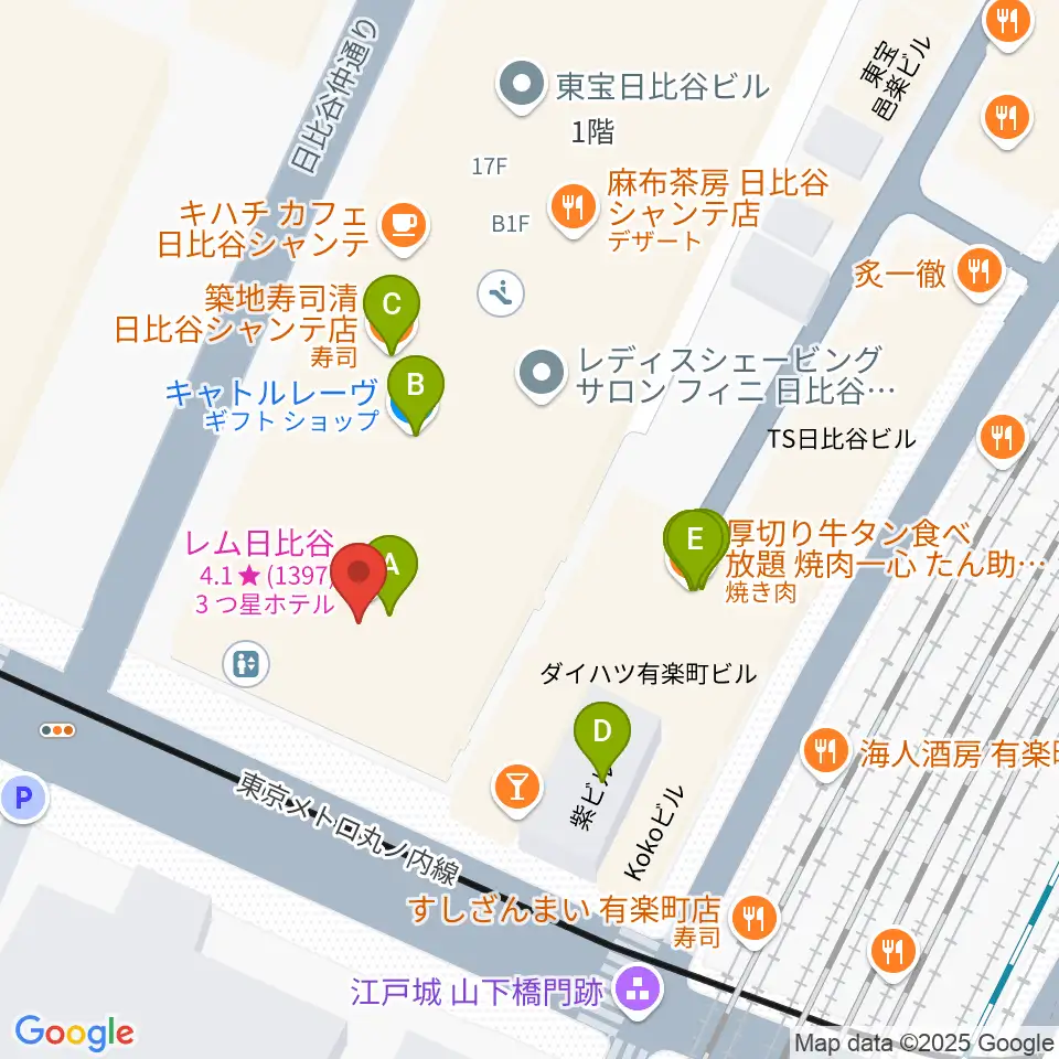 シアタークリエ周辺のファミレス・ファーストフード一覧地図