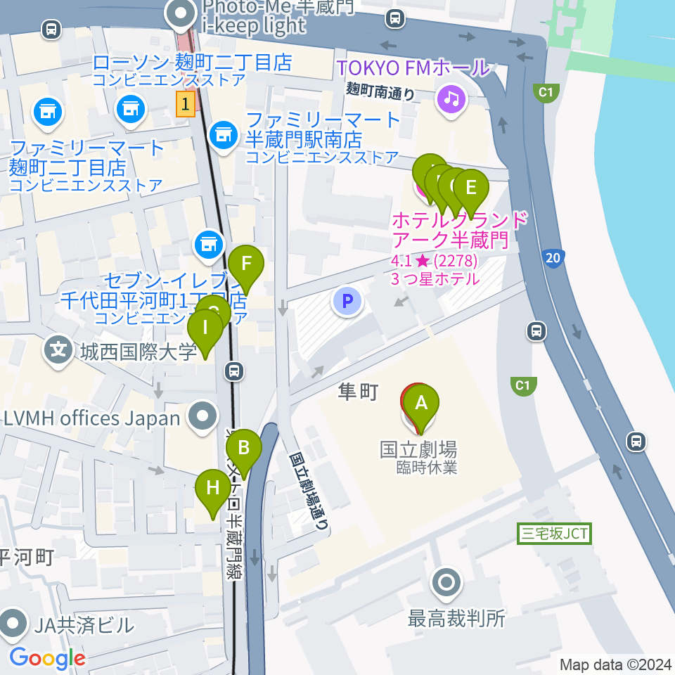 国立劇場周辺のファミレス・ファーストフード一覧地図