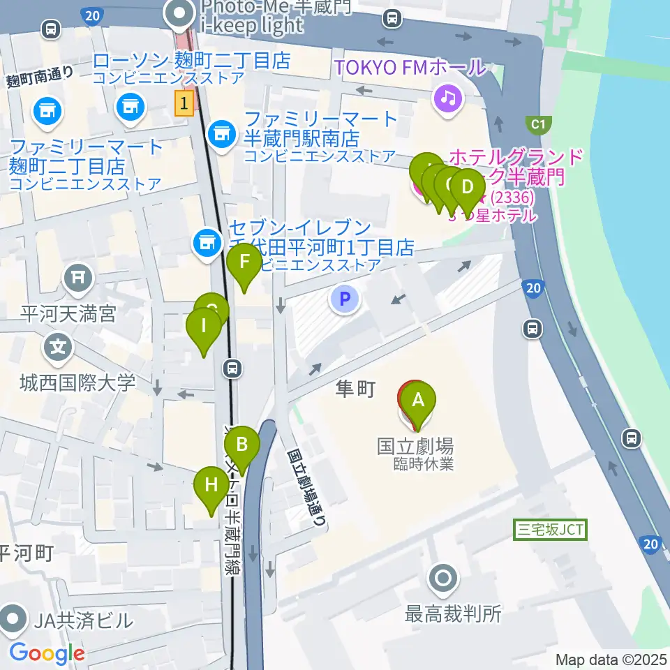 国立劇場周辺のファミレス・ファーストフード一覧地図