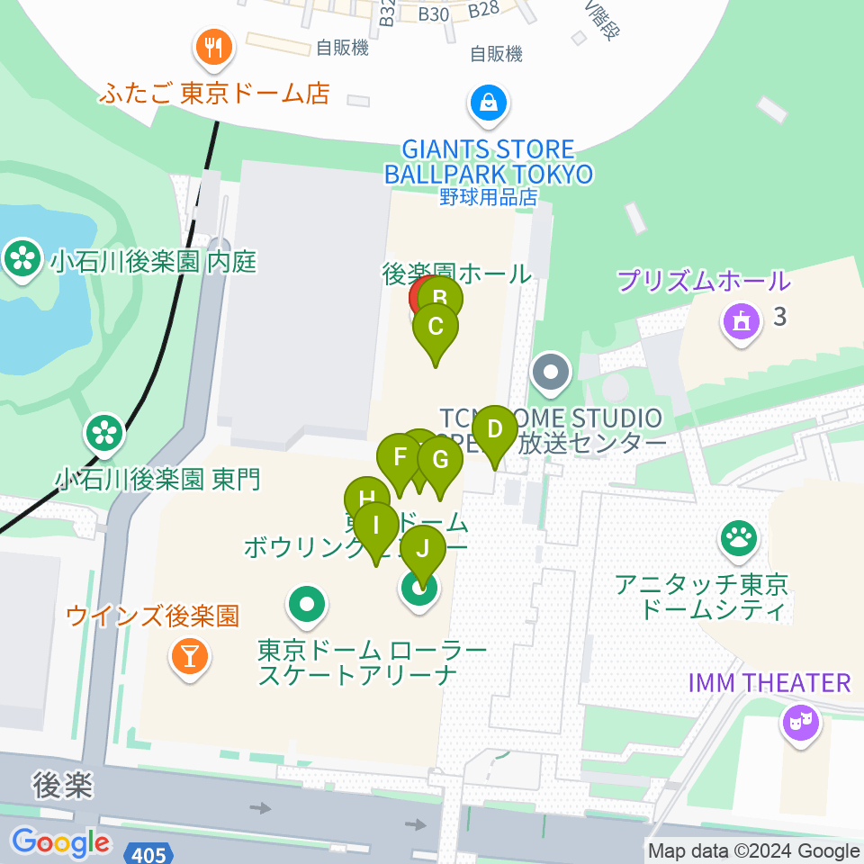 後楽園ホール周辺のファミレス・ファーストフード一覧地図