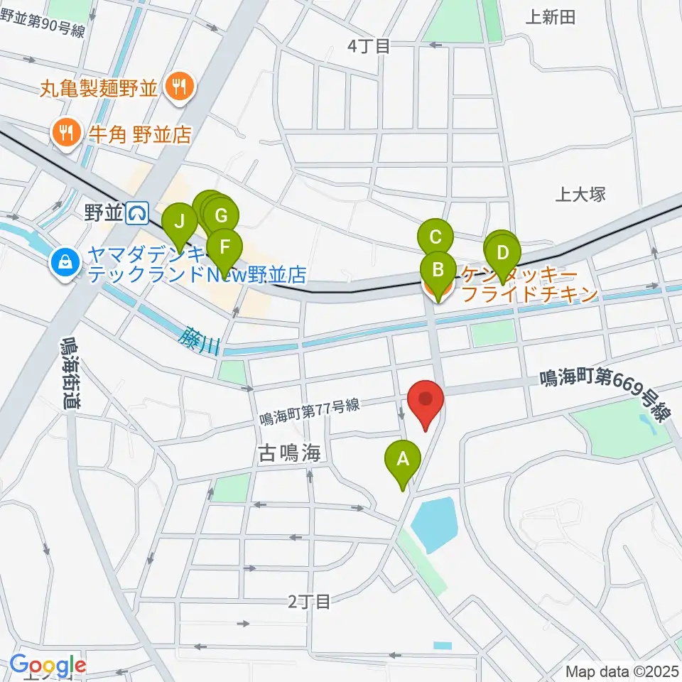 Enchante音楽教室周辺のファミレス・ファーストフード一覧地図