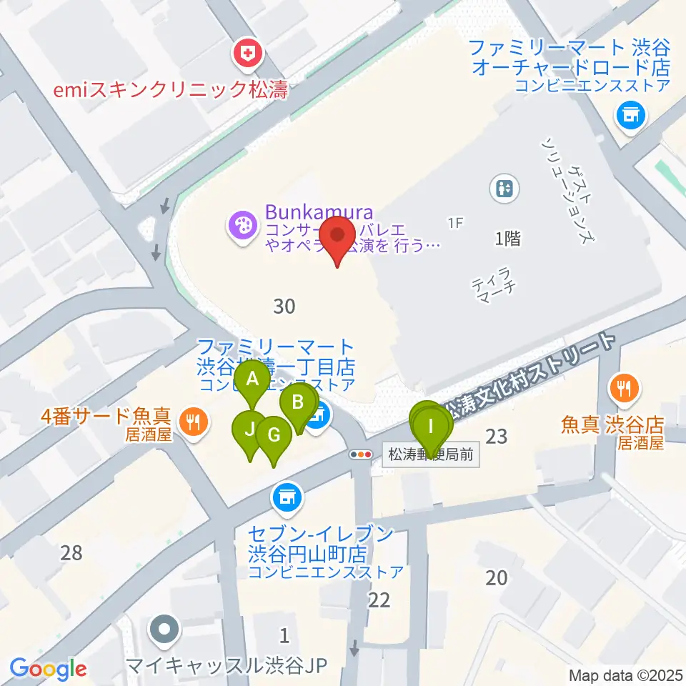 シアターコクーン周辺のファミレス・ファーストフード一覧地図